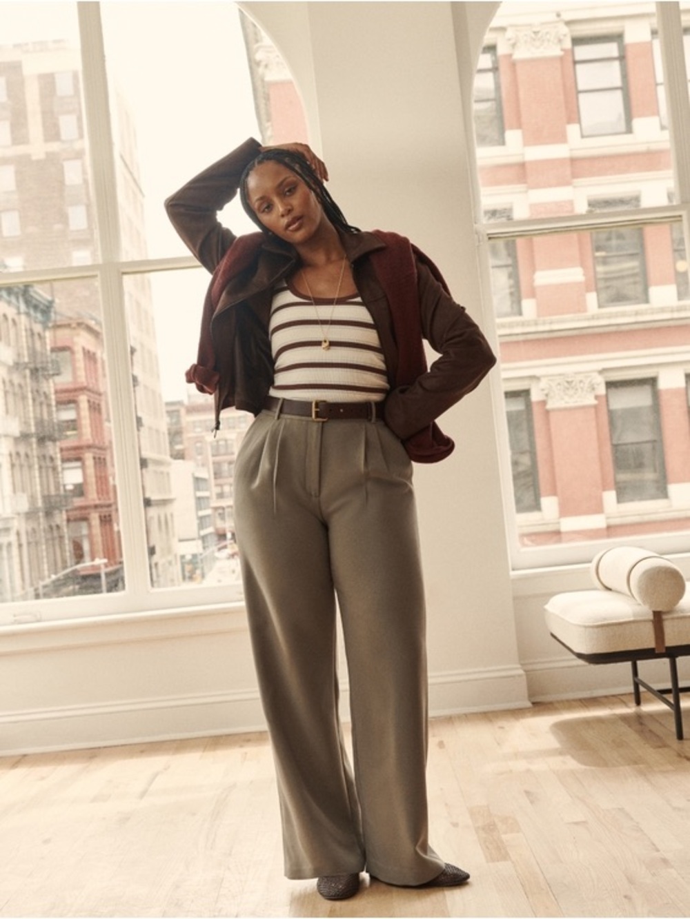 Abercrombie & Fitch Sloane Curve Love
Wide-Leg Trousers in Sage